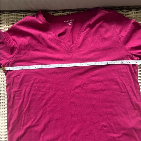 Eileen Fisher Organic Cotton Slubby Jersey V-Neck‎ Top medium workwear layered - Picture 6 of 8